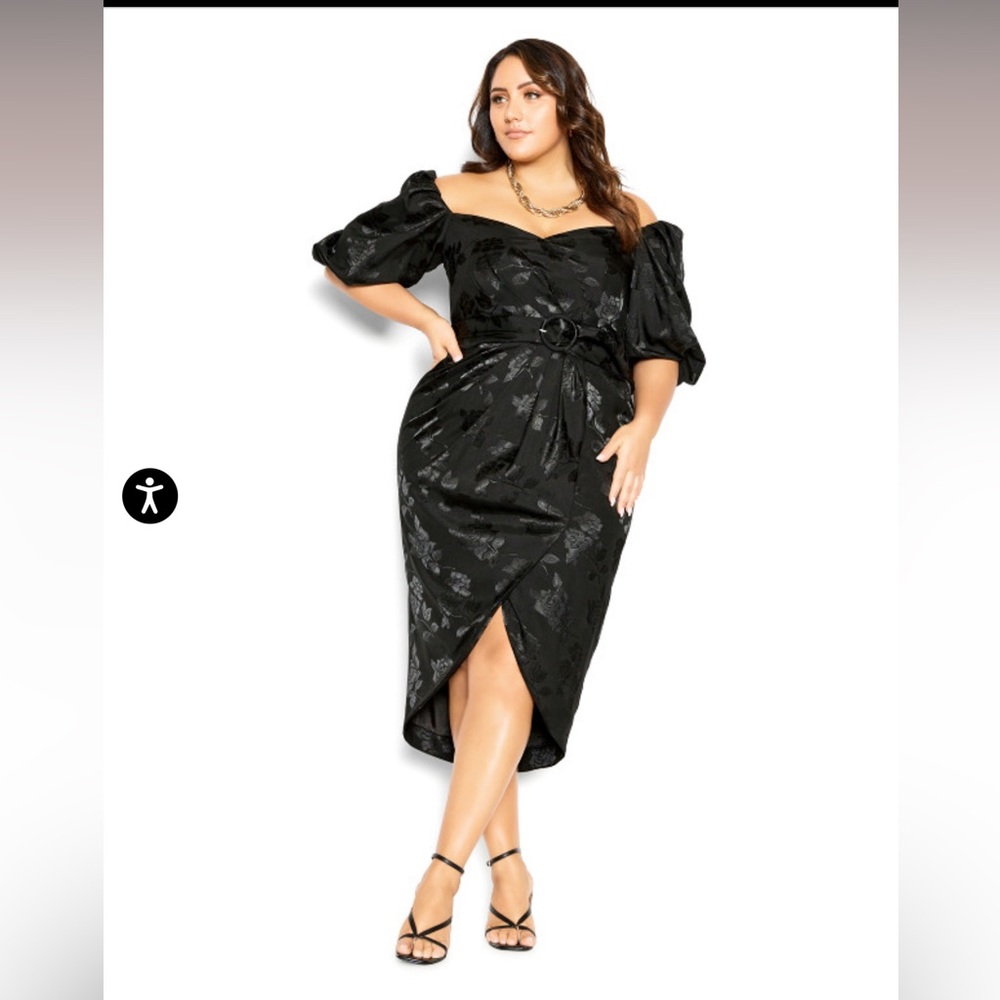 City Chic Dress Jacquard Black size 18